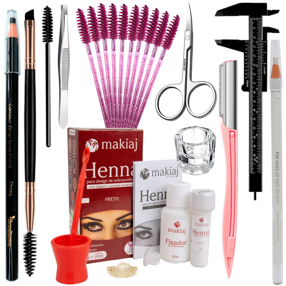 Kit Sobrancelha Profissional Henna Makiaj - Luna Fashion Style - 