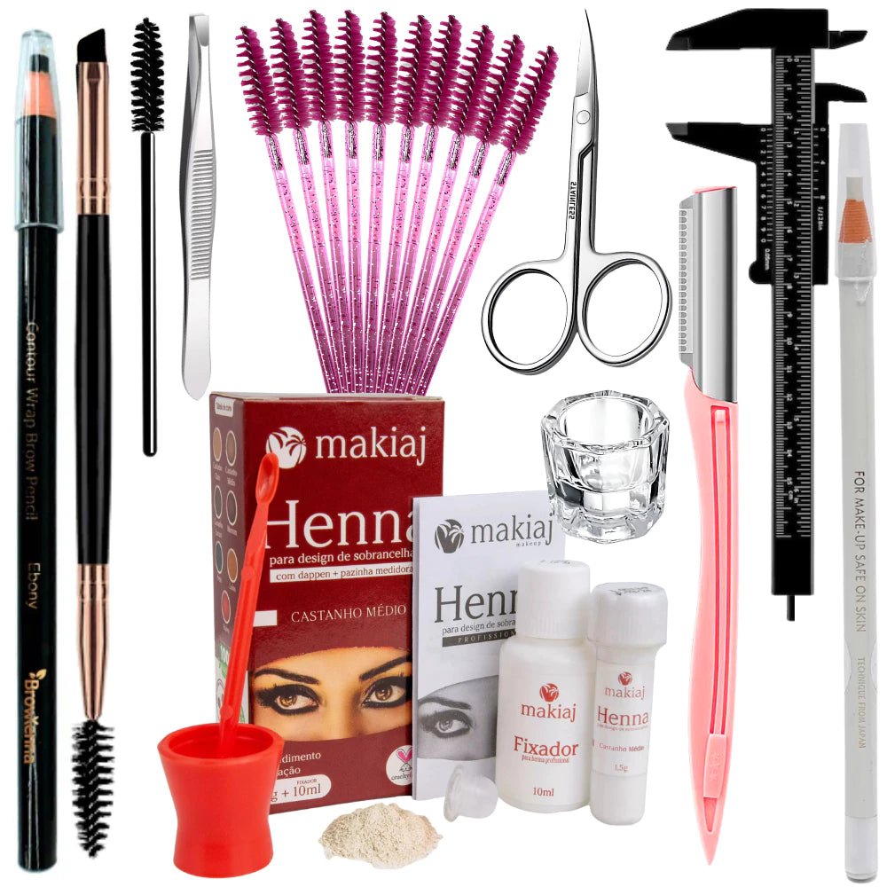 Kit Sobrancelha Profissional Henna Makiaj - Luna Fashion Style - 