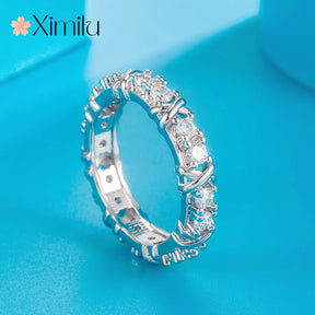 Anel de Prata 925 com Moissanite e Design XO