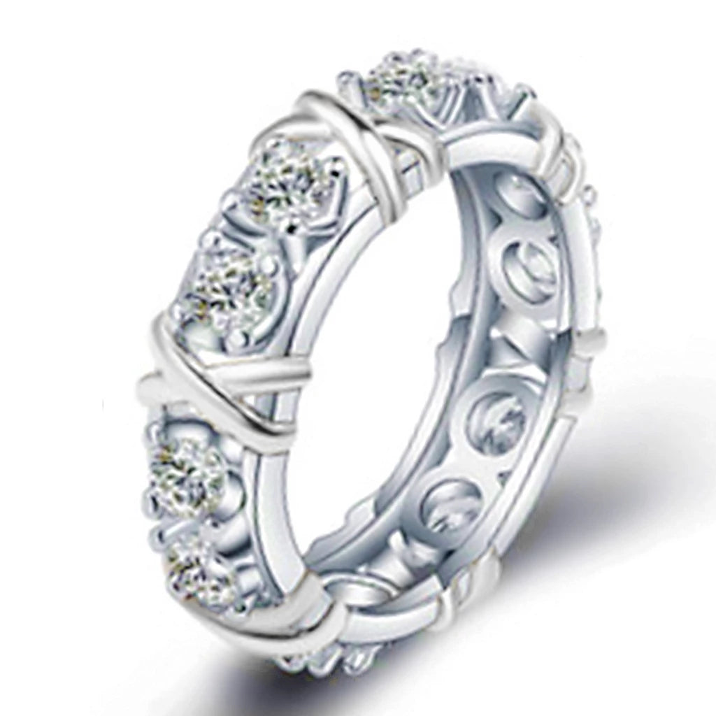 Anillo de plata 925 con moissanita y diseño XO
