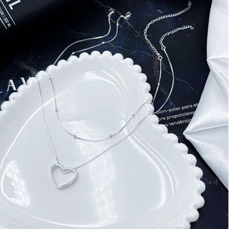 Elegance Kit - Venetian Necklace + Heart Necklace 925 Silver Plated