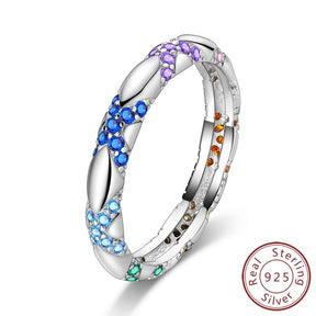Anillo Arcoíris Elegancia - Plata 925 con Circonita en Forma de Gota de Agua
