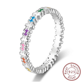 Anillo Arcoíris Elegancia - Plata 925 con Circonita en Forma de Gota de Agua