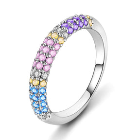 Anillo Arcoíris Elegancia - Plata 925 con Circonita en Forma de Gota de Agua