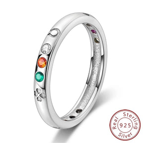 Anillo Arcoíris Elegancia - Plata 925 con Circonita en Forma de Gota de Agua
