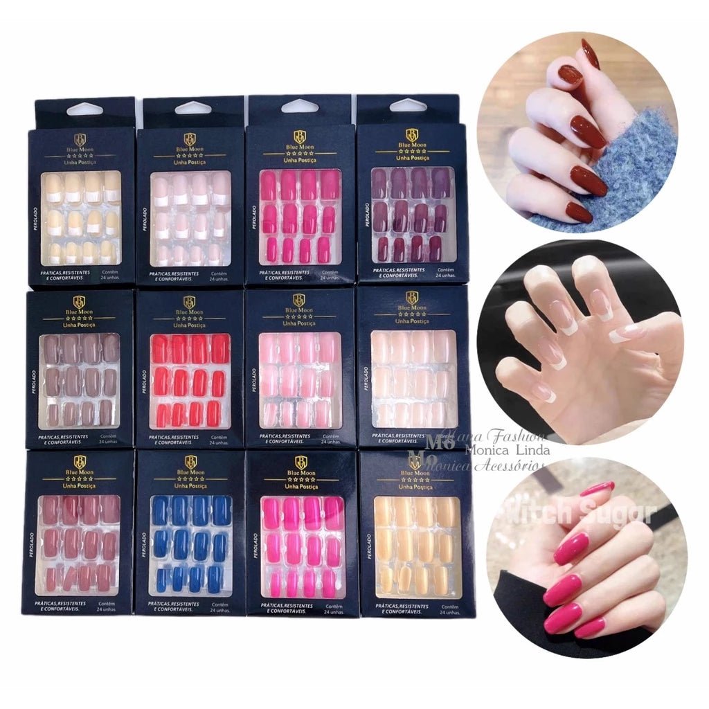 Unhas Postiças Autocolantes Blue Moon | 24 u - Luna Fashion Style - 